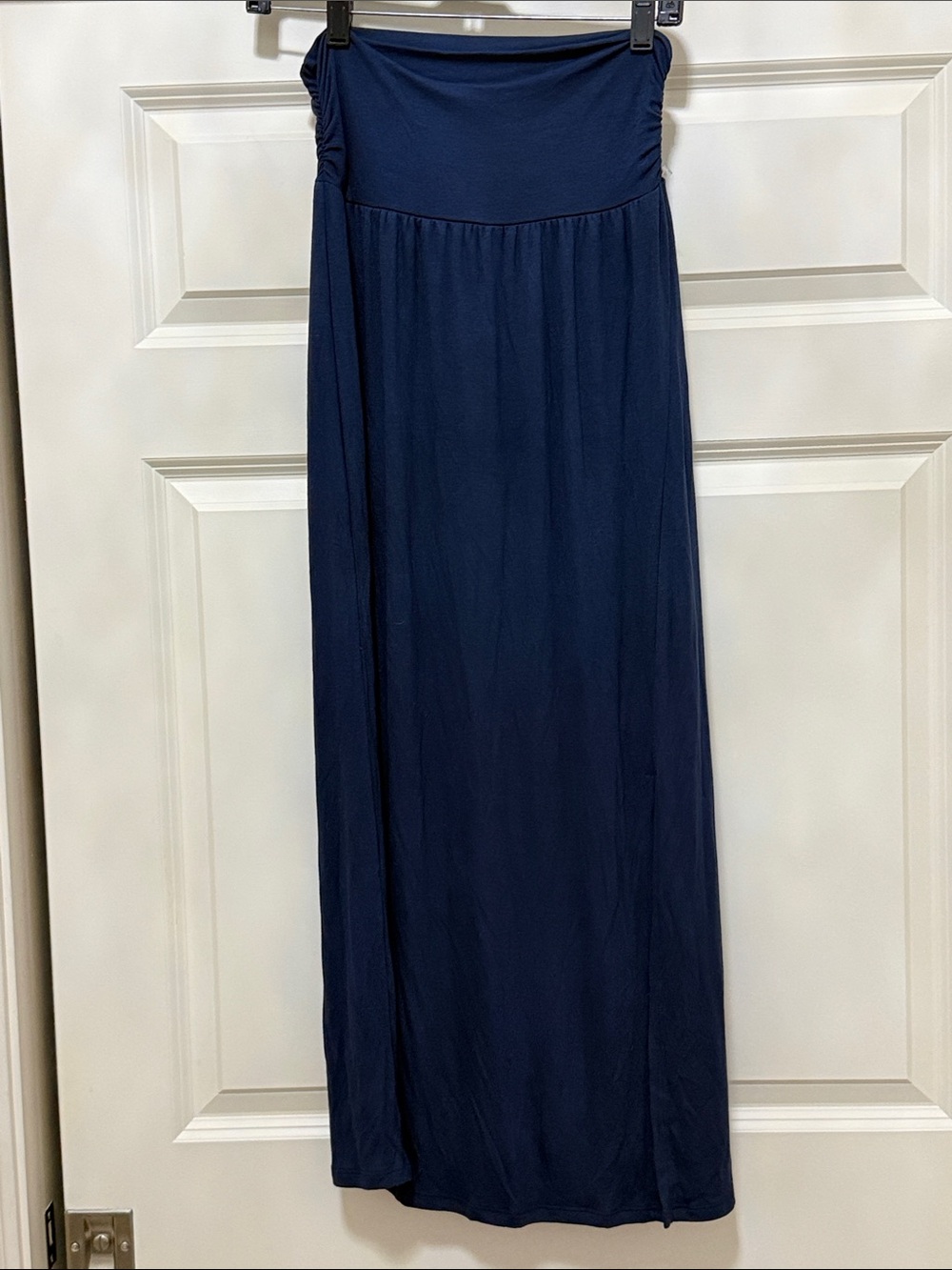Three Dots Navy Fold-Over Waist Maxi Skirt